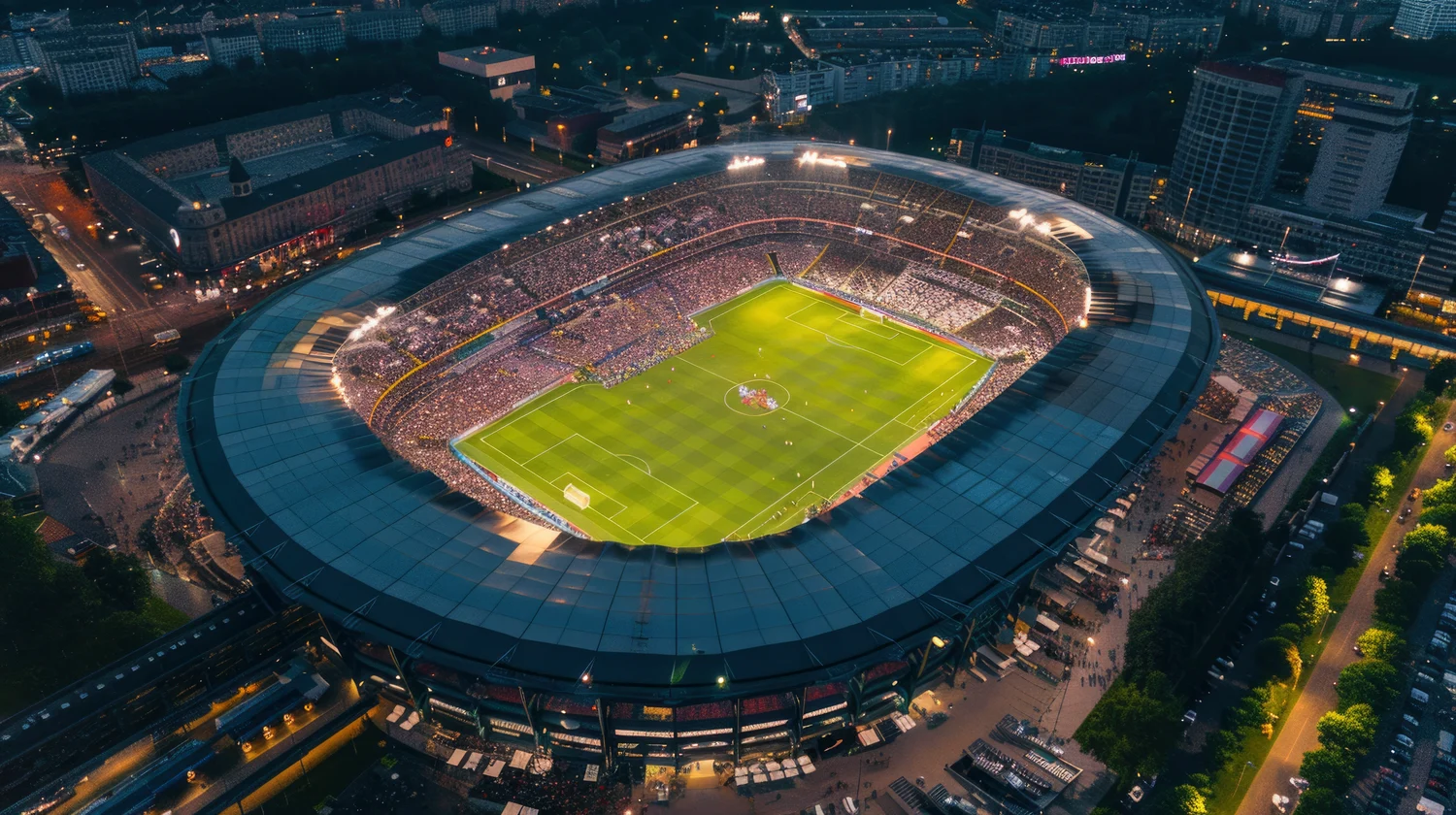 Large stadium event with crowd security